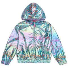 The Cuckoo Coat from Oilily. Inspired by mermaids we made print Scales and gave it a silver sheen.