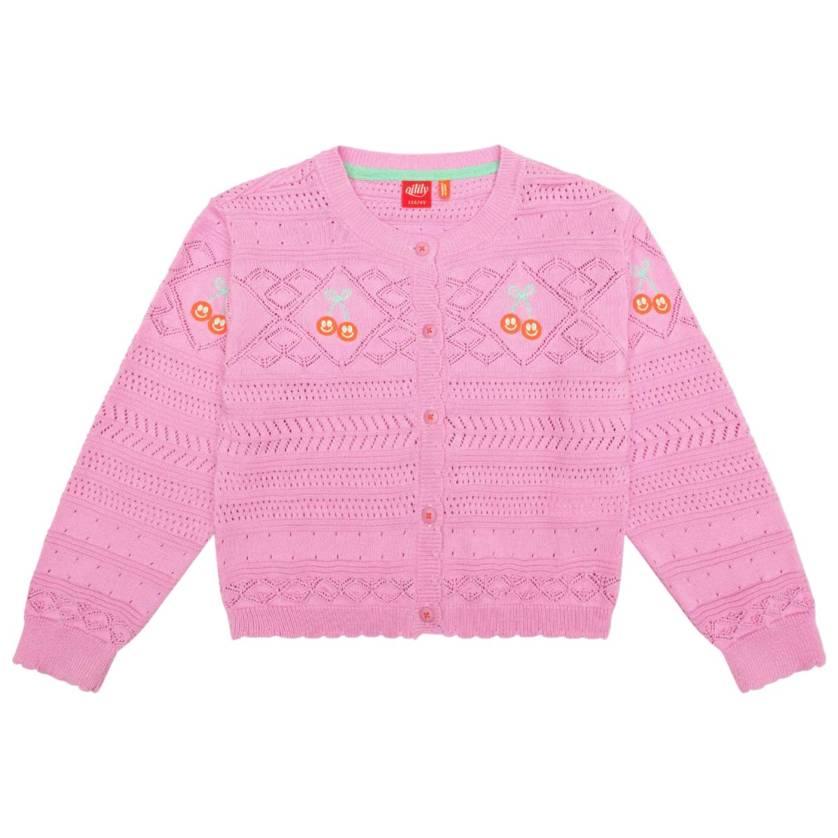 The Vruity Cardigan from Oilily. Ajour knitted cardigan with sweet, fine details and patterns.