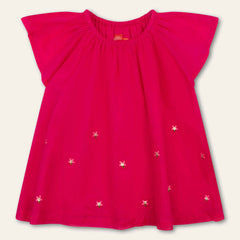 Beetroot Flutter Sleeve Blouse