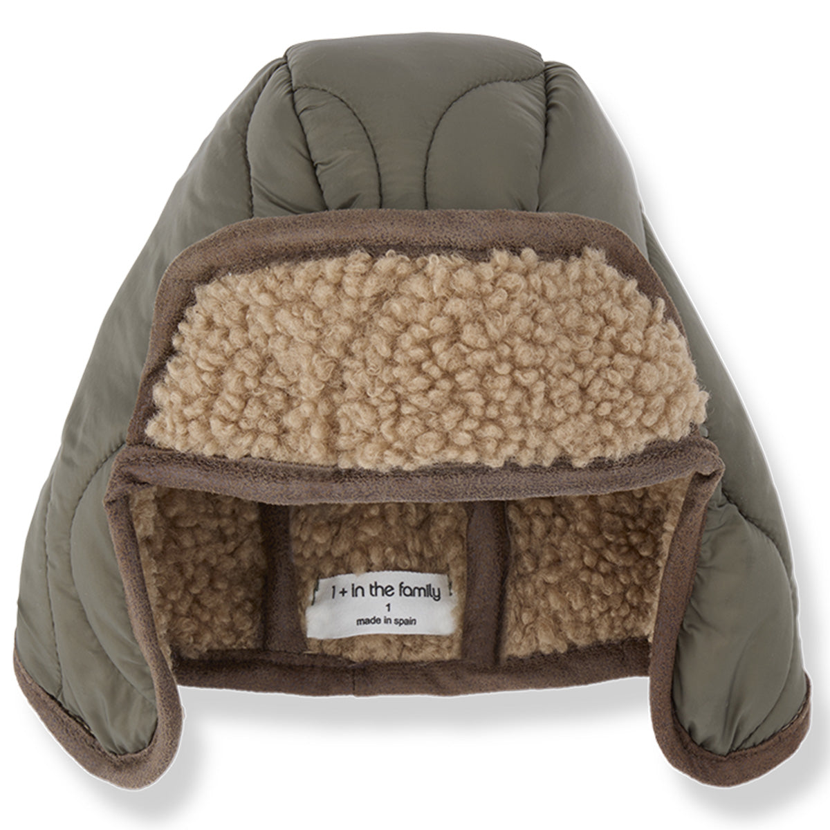 1+ in the Family The Yukon Chapka olive green padded winter hat with sherpa lining