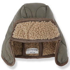 1+ in the Family The Yukon Chapka olive green padded winter hat with sherpa lining