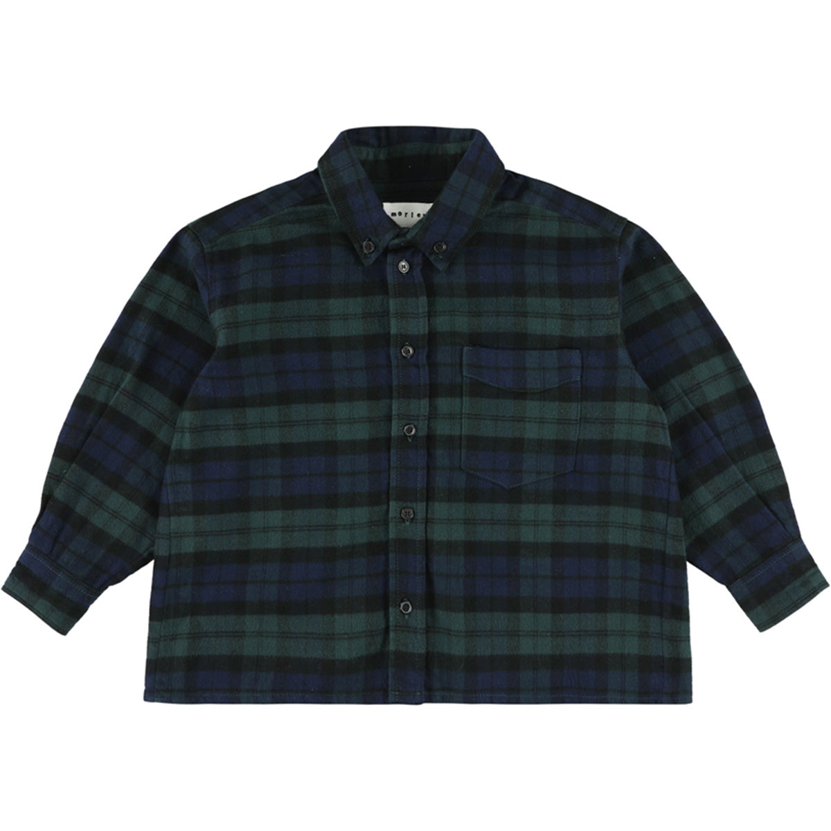 The Yver Shirt from Morley. A soft, classic plaid flannel shirt in deep green and navy. 