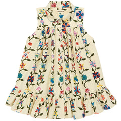 The Yelena Dress from Misha & Puff. A sleeveless dress in cotton poplin, featuring a gathered yoke.