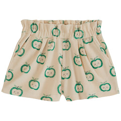 The Apple Print Terry Shorts from Emile et Ida. Off-white cotton and polyester terry jersey shorts