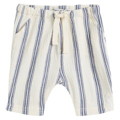 The Gaze De Cotton Raye Sarouel Pants from Emile et Ida. Two side pockets, Tie fastening, Drawstring, Stripe print.