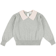 Morley Zamora Cropped Pull Over with crew neck, long sleeves and contrasting ribbed collar for girls