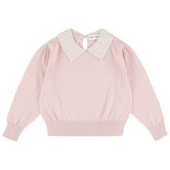 Morley Zamora Cropped Pull Over with crew neck, long sleeves and contrasting ribbed collar for girls
