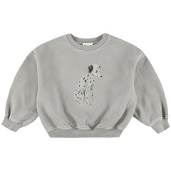 Zaragoza Dalmatier Sweater by Morley with Dalmatian dog graphic and ribbed trims.