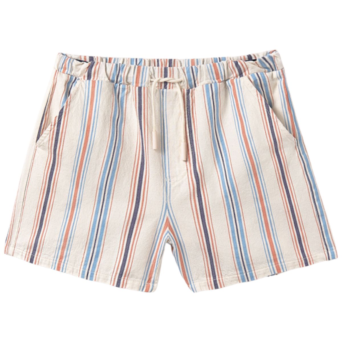 Striped cotton shorts by Cozmo with elastic drawstring waist and pockets in lightweight breathable fabric