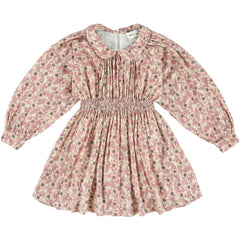 Morley Zola Dress with floral pattern, smocked waist, Peter Pan collar and long sleeves