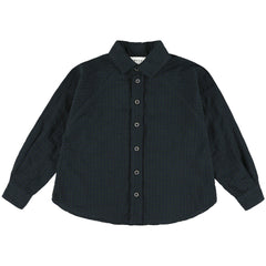 The Zynob Shirt from Morley in dark green and black check with a button-up front.