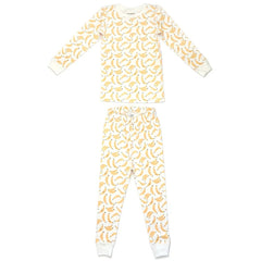 Banana Organic Pima Cotton Pajama Set by Dodo Banana kids pajama set with yellow banana print