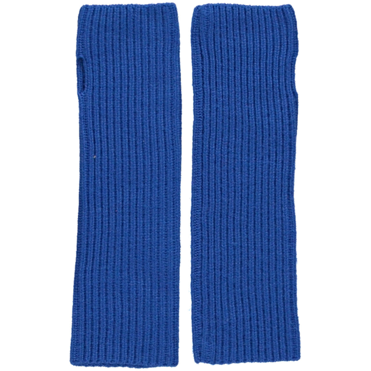The Cate Knitted Sleeves from Maan. These are ribbed, knitted arm warmers or sleeves in a solid blue color.