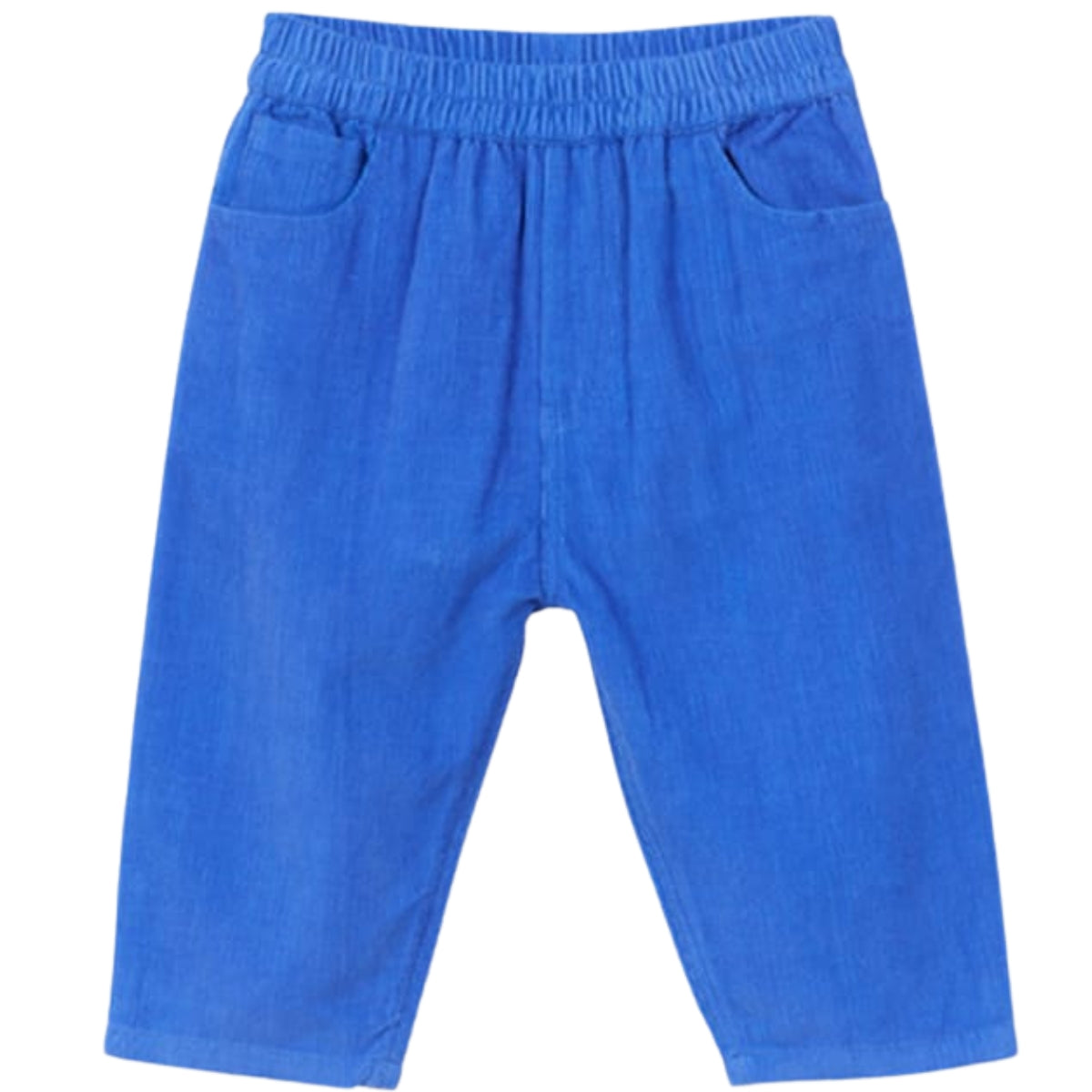 The Fine Velvet Baby Pants from Arsene et Les Pipelettes in electric blue fine-wale corduroy with an elastic waistband.
