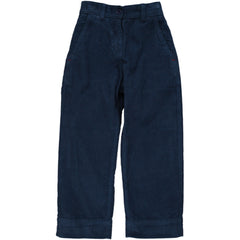 Lois Pants from Maan. Straight-cut Manchester pants, with side slit pockets and adjustable waistband.