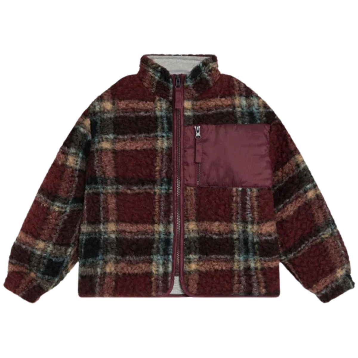 The New Society The Roo Jacket wool blend checked jacket with cotton lining and front patch pocket