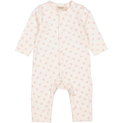 The Rukana Jumpsuit from MarMar Copenhagen. A soft, long-sleeved baby onesie with a little bouquet pattern.