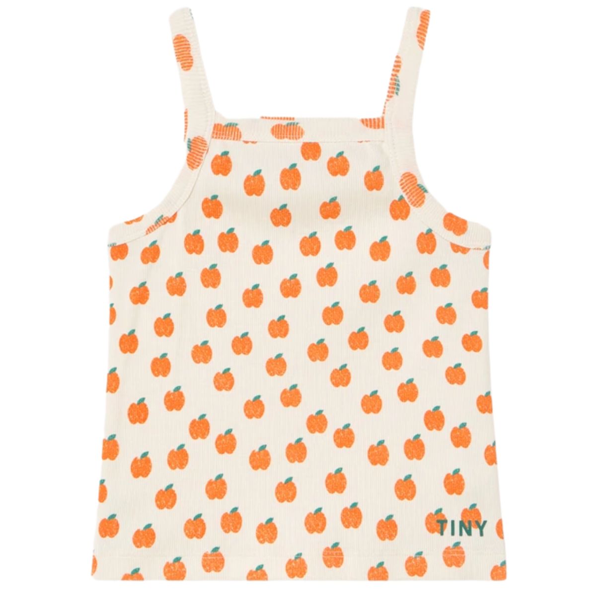 The Apples Strap Top from Tiny Cottons. Our Apples rib top allover pattern brings a fresh, playful twist to your wardrobe.