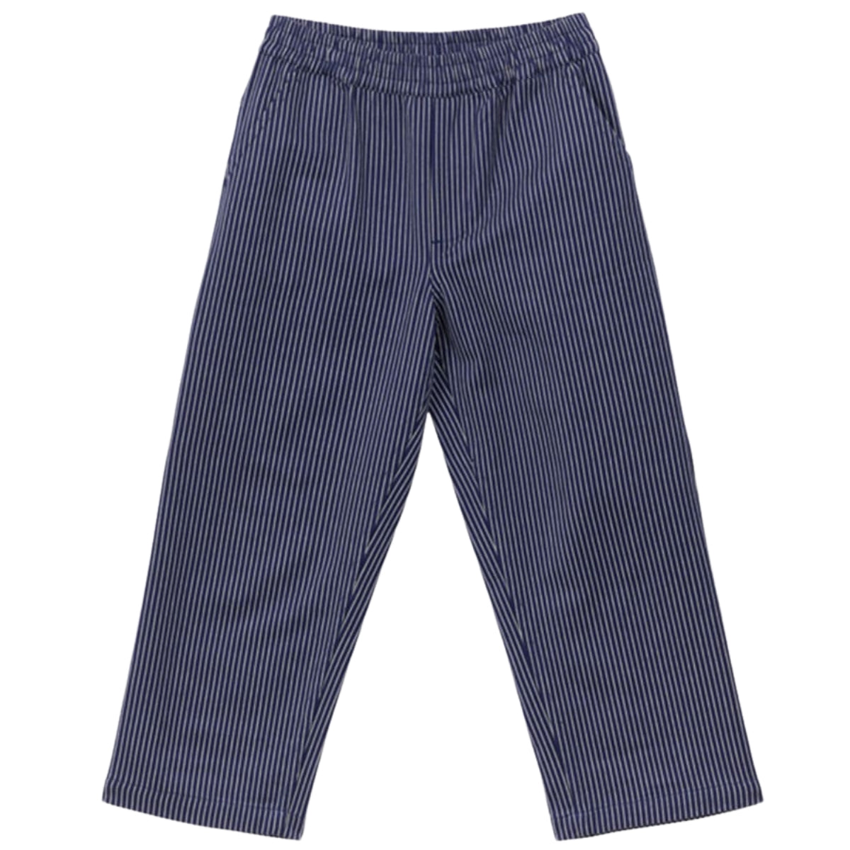 The Striped Pants from Arsène et les Pipelettes featuring a classic carpenter cut, side pockets, and back patch pockets.