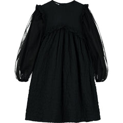 Black Penelope Voluminous Net Sleeve Dress