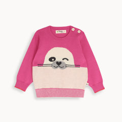 Nessie Pink Seal Intarsia Sweater