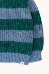 Big Stripes Mockneck Sweater Cold Grey Petrol Green